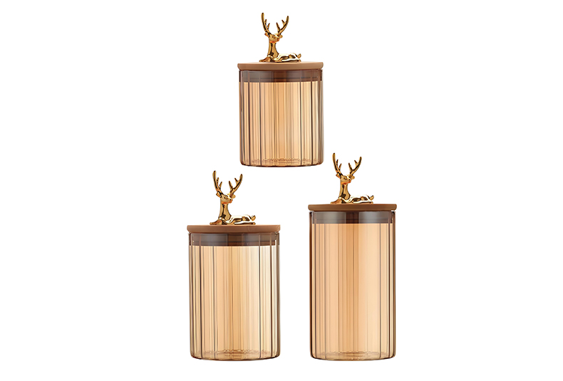 WISHOME Deer - Shaped Bamboo Lid Borosilicate Glass Storage Jars Main Product Image